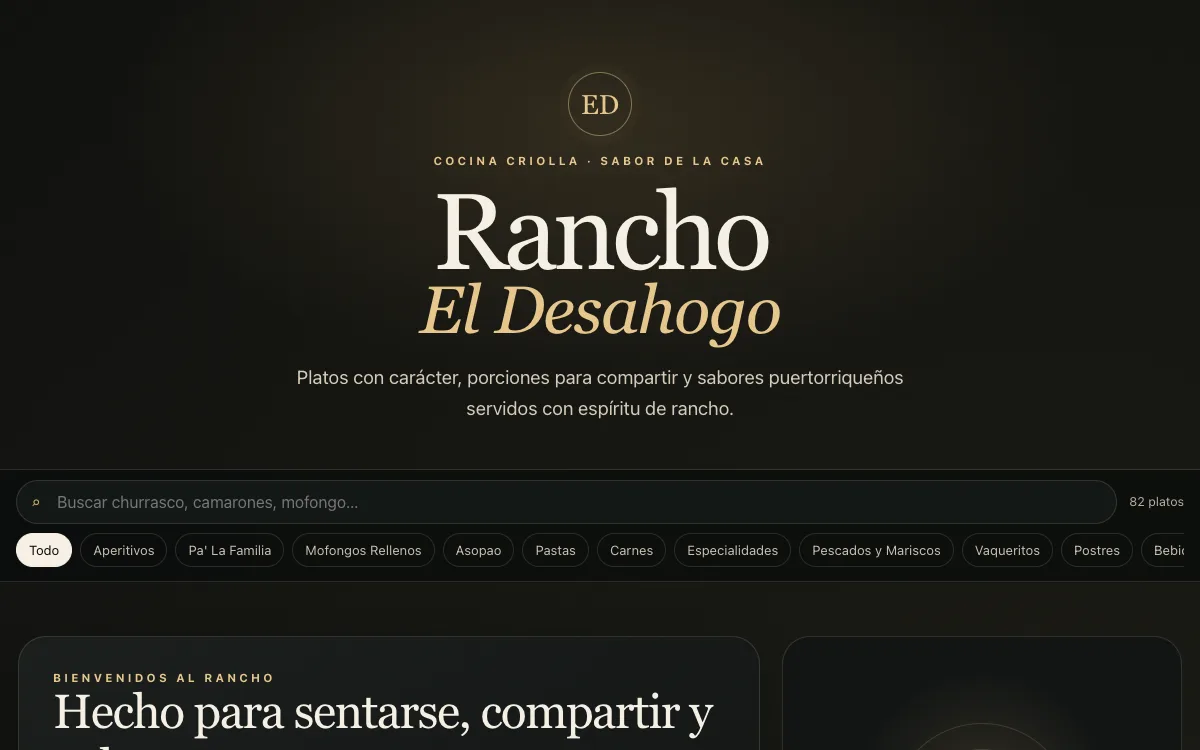 Menú digital real de un restaurante cliente de Norte Comanda, sincronizado con el sistema de órdenes